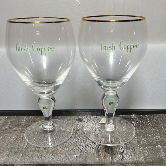 Dining Vintage 8s Gold Rimmed Irish Coffee Glasses With A Shamrock On The Stems Set 2 Poshmark